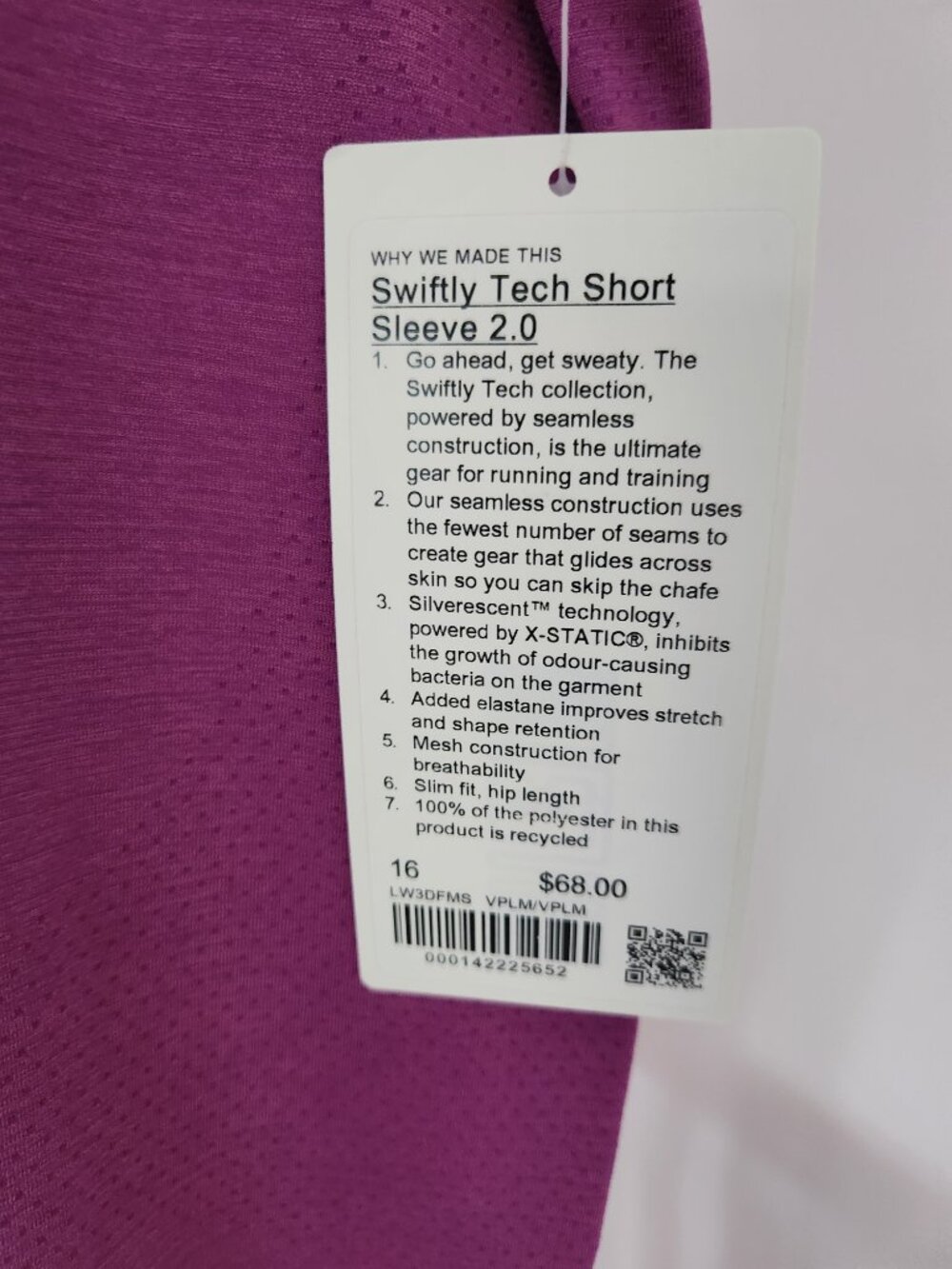 Lululemon swiftly tech short sleeve 2.0 NWT size 16 - Picture 5 of 5